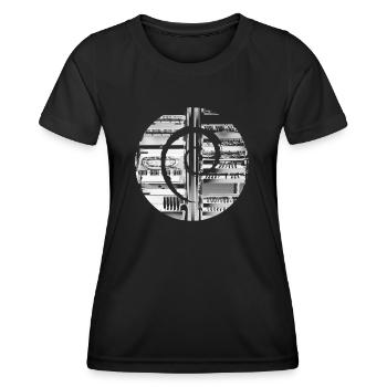 Debian GNU Linux - Frauen Funktions-T-Shirt - Schwarz - Vorne - AI Model Female 172 light (172cm)