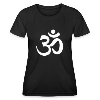 ohm signe blanc om yoga - T-shirt sport Femme - noir - Devant - AI Model Female 172 light (172cm)