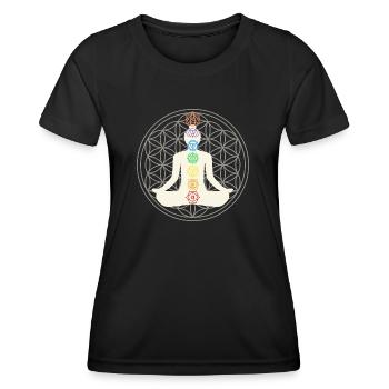 chakra meditation yoga om transparent - Frauen Funktions-T-Shirt - Schwarz - Vorne - AI Model Female 172 light (172cm)