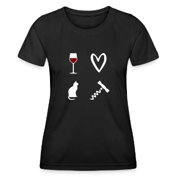 Vin et Chat Tire-bouchon - T-shirt sport Femme - noir - Devant - AI Model Female 172 light (172cm)