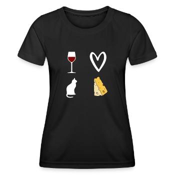 Femme Vin et Chat et Fromage - T-shirt sport Femme - noir - Devant - AI Model Female 172 light (172cm)