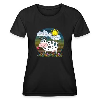 Kuh - Frauen Funktions-T-Shirt - Schwarz - Vorne - AI Model Female 172 light (172cm)