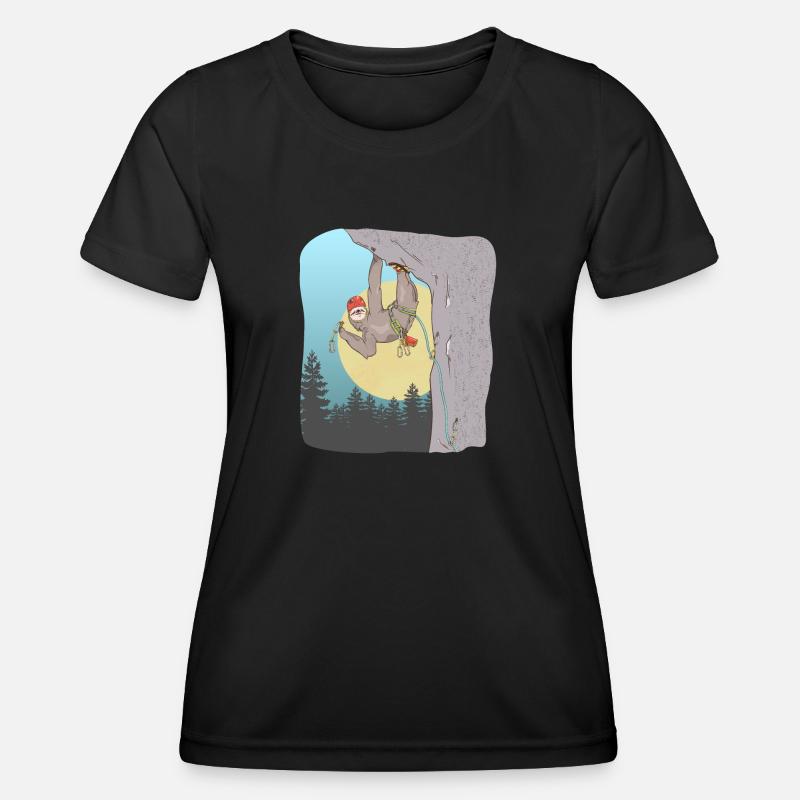 Sloth rock climbing Faultier-Klettern - Women's Functional T-Shirt - black