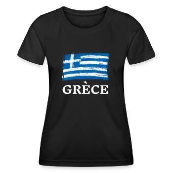 Grèce Drapeau Grec Vacances Voyages Pays - T-shirt sport Femme - noir - Devant - AI Model Female 172 light (172cm)