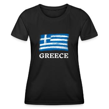 Grèce Drapeau Grec Vacances Voyages Pays - T-shirt sport Femme - noir - Devant - AI Model Female 172 light (172cm)