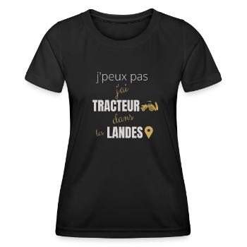 j peux pas j ai tracteur dans les landes - T-shirt sport Femme - noir - Devant - AI Model Female 172 light (172cm)