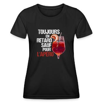 T-shirt humour Apéro - T-shirt sport Femme - noir - Devant - AI Model Female 172 light (172cm)