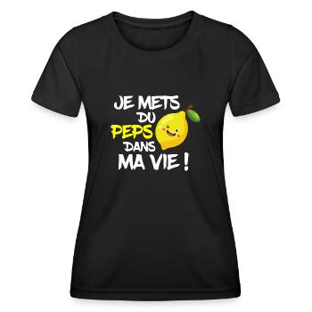 T-shirt humour optimisme citron peps cadeau - T-shirt sport Femme - noir - Devant - AI Model Female 172 light (172cm)