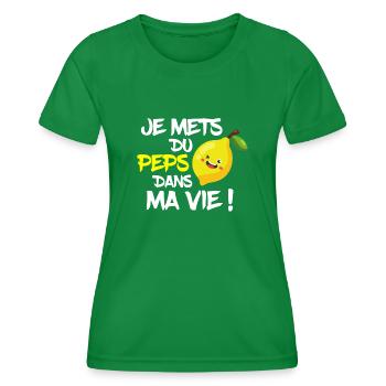 T-shirt humour optimisme citron peps cadeau - T-shirt sport Femme - vert - Devant - AI Model Female 172 dark (172cm)