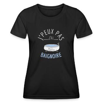 J'Peux Pas J'Ai Baignoire - T-shirt sport Femme - noir - Devant - AI Model Female 172 light (172cm)