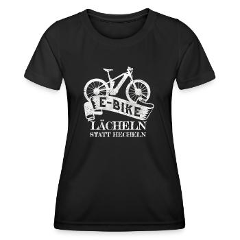 E-Bike Lächeln Statt Hächeln Elektro Fahrrad - Frauen Funktions-T-Shirt - Schwarz - Vorne - AI Model Female 172 light (172cm)