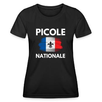 Picole Nationale France - Fleur de Lys - T-shirt sport Femme - noir - Devant - AI Model Female 172 light (172cm)