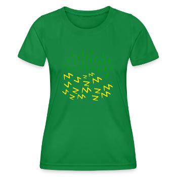 Gelber und grüner Gewitter und Energie - Frauen Funktions-T-Shirt - Kelly Green - Vorne - AI Model Female 172 dark (172cm)