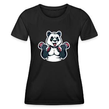 Pumpender Panda - Frauen Funktions-T-Shirt - Schwarz - Vorne - AI Model Female 172 light (172cm)