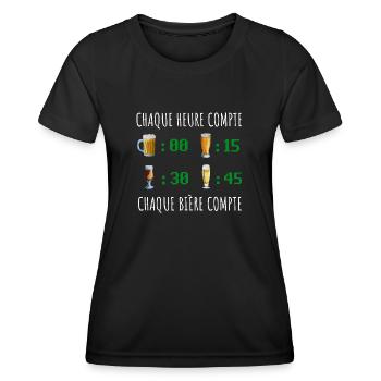 Chaque heure compte chaque bière compte - T-shirt sport Femme - noir - Devant - AI Model Female 172 light (172cm)