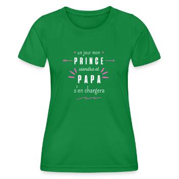 un jour mon prince viendra - T-shirt sport Femme - vert - Devant - AI Model Female 172 dark (172cm)