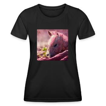 Bébé cheval couché sur le sol Rosa III - T-shirt sport Femme - noir - Devant - AI Model Female 172 light (172cm)