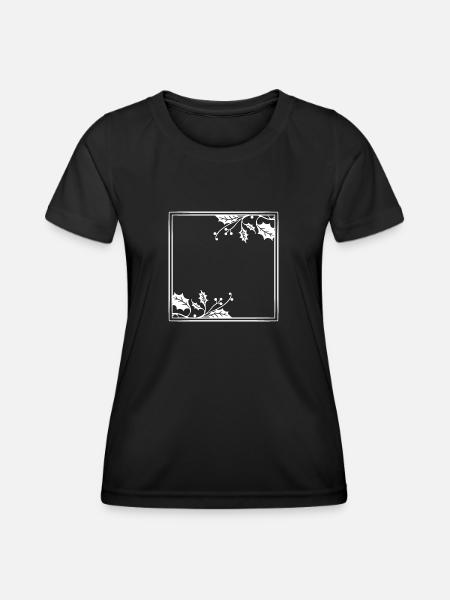 White frame bay leaf Christmas - Women's Functional T-Shirt - black