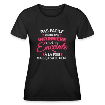infirmière et enceinte / infirmière enceinte - T-shirt sport Femme - noir - Devant - AI Model Female 172 light (172cm)