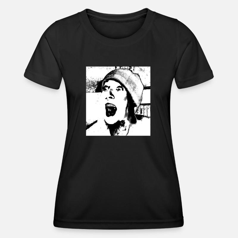 Face with cap (white) - Women's Functional T-Shirt - black