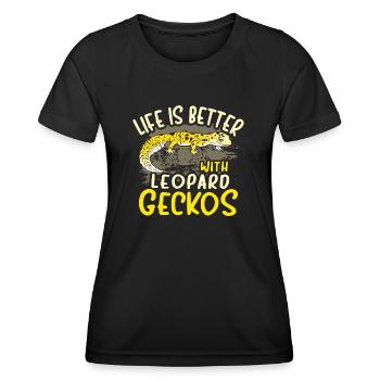 Leopardgecko Eidechse Reptilien Herpetologe - Frauen Funktions-T-Shirt - Schwarz - Vorne - AI Model Female 172 light (172cm)