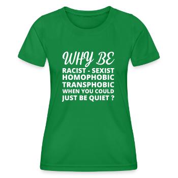 Pourquoi être - T-shirt sport Femme - vert - Devant - AI Model Female 172 dark (172cm)