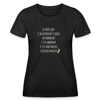 le gout du bonheur est le mojito - T-shirt sport Femme - noir - Devant - AI Model Female 172 light (172cm)