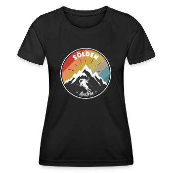 Skifahren in Sölden - Österreich - Frauen Funktions-T-Shirt - Schwarz - Vorne - AI Model Female 172 light (172cm)