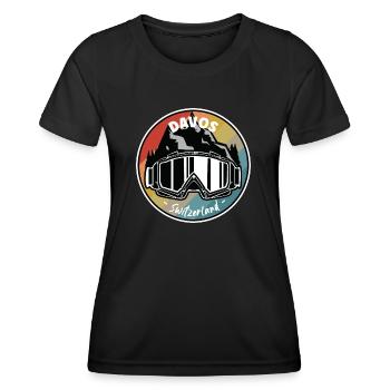 Skifahren in Davos Schweiz - Frauen Funktions-T-Shirt - Schwarz - Vorne - AI Model Female 172 light (172cm)