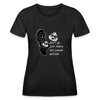 N’allez pas là-bas, il y a du caca là-bas - T-shirt sport Femme - noir - Devant - AI Model Female 172 light (172cm)