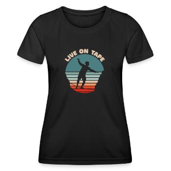 Slackline - Silhouette - Live on Tape Slogan - T-shirt sport Femme - noir - Devant - AI Model Female 172 light (172cm)