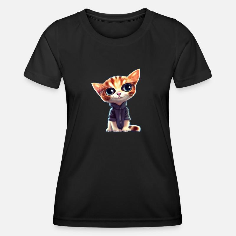 Super cute cat - Women's Functional T-Shirt - black