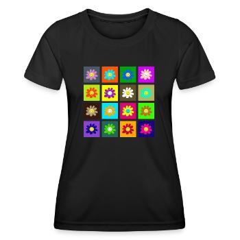 Happy Flower Tiles - Women's Functional T-Shirt - black - Front - AI Model Female 172 light (172cm)