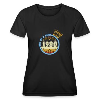 1980 - Frauen Funktions-T-Shirt - Schwarz - Vorne - AI Model Female 172 light (172cm)