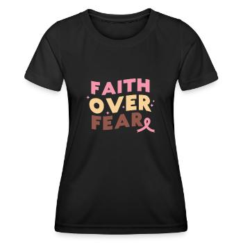 Breast Cancer Awareness Faith over Fear - Frauen Funktions-T-Shirt - Schwarz - Vorne - AI Model Female 172 light (172cm)