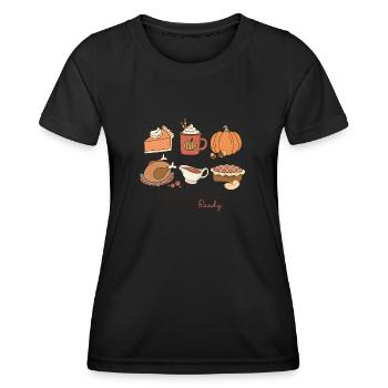 Thanksgiving Dinde Tarte à la citrouille Retro Vintage - T-shirt sport Femme - noir - Devant - AI Model Female 172 light (172cm)