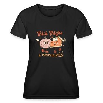 Cuisses épaisses de Thanksgiving et tartes à la citrouille - T-shirt sport Femme - noir - Devant - AI Model Female 172 light (172cm)