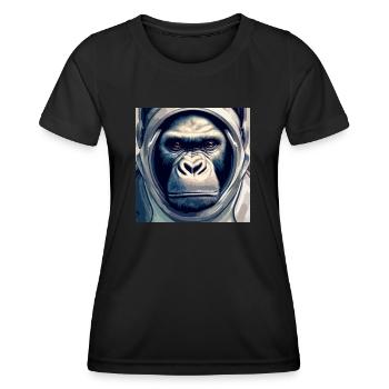Singe astronaute, avec combinaison spatiale - T-shirt sport Femme - noir - Devant - AI Model Female 172 light (172cm)