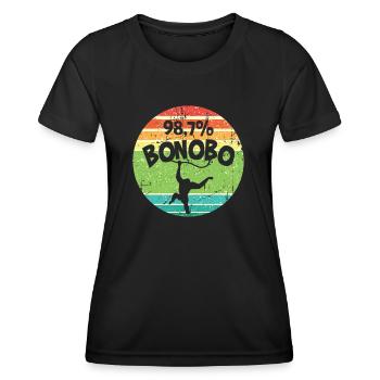 Lustiges Affe Schimpanse DNA - Frauen Funktions-T-Shirt - Schwarz - Vorne - AI Model Female 172 light (172cm)