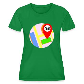Karte Standort "you are here" - Frauen Funktions-T-Shirt - Kelly Green - Vorne - AI Model Female 172 dark (172cm)