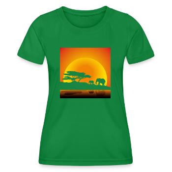 Marcher les éléphants au coucher du soleil - T-shirt sport Femme - vert - Devant - AI Model Female 172 dark (172cm)