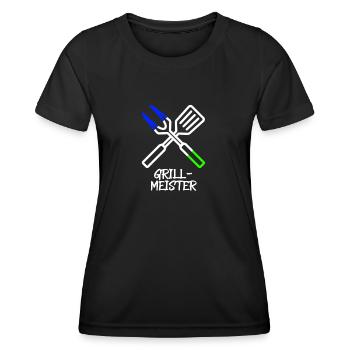 Grillmeister Besteck (Blau-Grün) - Frauen Funktions-T-Shirt - Schwarz - Vorne - AI Model Female 172 light (172cm)