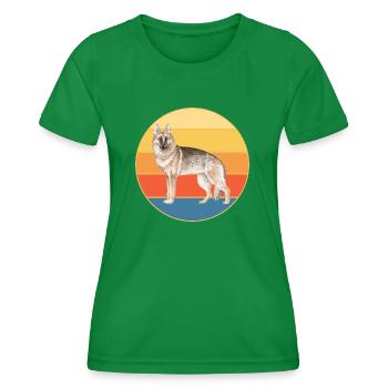 German Shepherd Dog Breed Vintage Retro Sunset - Women's Functional T-Shirt - kelly green - Front - AI Model Female 172 dark (172cm)