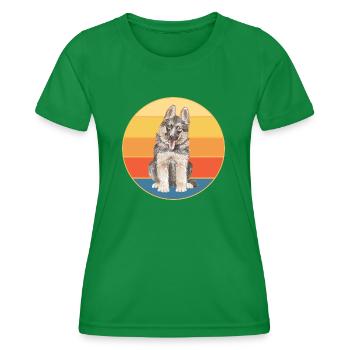 German Shepherd Dog Breed Vintage Retro Sunset - Women's Functional T-Shirt - kelly green - Front - AI Model Female 172 dark (172cm)