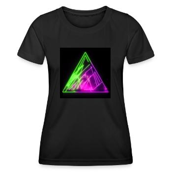 Trippy Neon Sign Triangle Abstract Artwork - Frauen Funktions-T-Shirt - Schwarz - Vorne - AI Model Female 172 light (172cm)