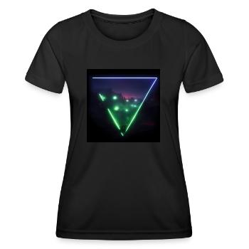Trippy Dystopian Landscape Triangle - Frauen Funktions-T-Shirt - Schwarz - Vorne - AI Model Female 172 light (172cm)