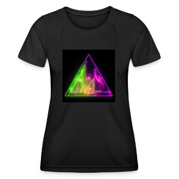 Abstract neon lights triangle cityscape design - Frauen Funktions-T-Shirt - Schwarz - Vorne - AI Model Female 172 light (172cm)