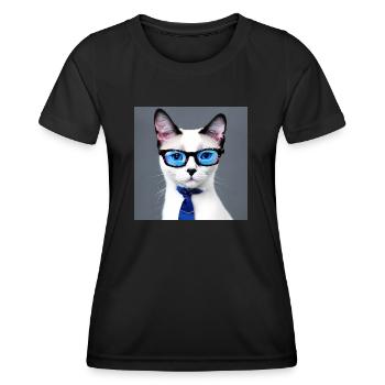 Mignon chat Tom avec des lunettes - T-shirt sport Femme - noir - Devant - AI Model Female 172 light (172cm)