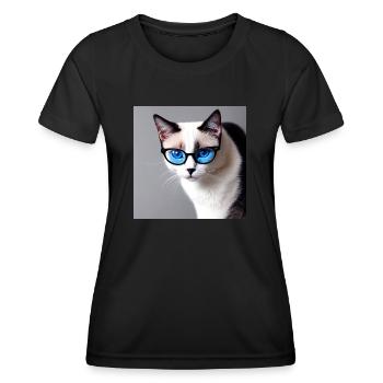 Mignon chat Mia avec des lunettes - T-shirt sport Femme - noir - Devant - AI Model Female 172 light (172cm)