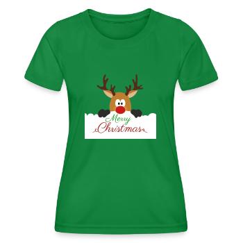 Frohe Weihnachten Red Nose Rentiere - Frauen Funktions-T-Shirt - Kelly Green - Vorne - AI Model Female 172 dark (172cm)